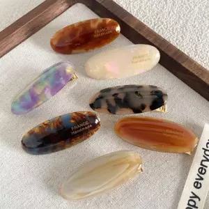 프랑스핀 고급 자개 옆머리 셀룰로오스 동글 마블 미니 앞머리 자동핀 헤어 포인트핀 집게핀