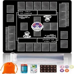 Cylvenor 프리미엄 PTCG 플레이 매트 세트 - 포켓몬 매트용 24x24 22개의 데미지 카운터 및 보관 가방 포함