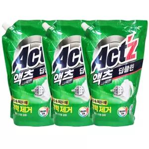 액츠 액체세제 딥클린 1.5L 리필 3팩 外 무균무때 드릴펑 배수구세정제