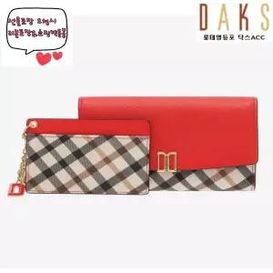 [롯데백화점]닥스 액세서리 [영등포점]*선물포장*[VICTORIA] 레드 체크 배색 3단 중지갑 DCWA2F403