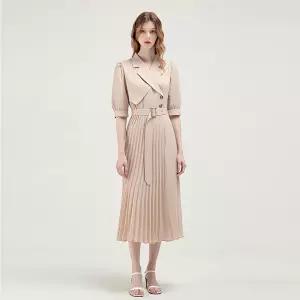 [예쎄] 트렌치형 카라 플리츠 원피스(S3MOP112A)