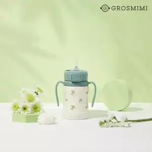 그로미미 스테인리스 빨대컵 유아컵 아기물병 올리브 200ml