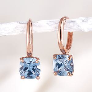 14K 18K 원터치 귀걸이 골드 큐빅 볼드 데일리 여자 아쿠아마린 금귀걸이