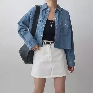 또또 스냅 크롭 데님 셔츠 청남방