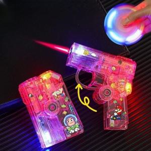 led 권총 담배 라이터 짱구 조명 usb 충전식 투명 피젯스피너