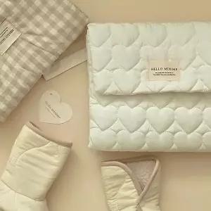 [보리보리/헬로미니미]누빔 휴대용 기저귀패드 매트 파우치 신생아 기저귀갈이대