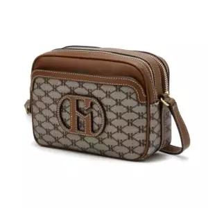 [NS홈쇼핑][헤지스ACC] HIWA6E520G2 H 레더 브라운 패치 시그니처 패턴 미니크로스백..