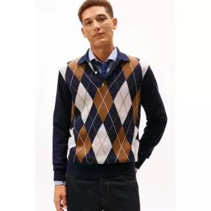 [백화점 정품] 26년SALE 타미힐피거 아가일 롱 슬리브 럭비 스웨터 2컬러 택1 T12G0KPN070MT1 2