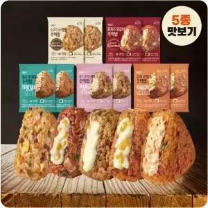애슐리 주먹밥 5종 맛보기 10개입(김치2+참치2+갈릭2+소고기계란2+콘치즈닭갈비2)