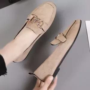 여성 2컬러 스웨이드 데일리 페미닌 골드체인 로퍼