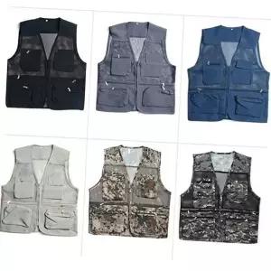 남성 여름 조끼 다기능 쿨링 포켓 남성 망사 조끼 메쉬 야외 폴리에스터 밀리터리 단체복 편안한 작업 경량