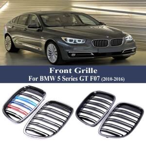 BMW 호환 5 시리즈 GT F07 2010-2016 용 앞 범퍼 신장 로우 그릴 멀티 컬러 더블 크롬 탄소 섬유 라디에이