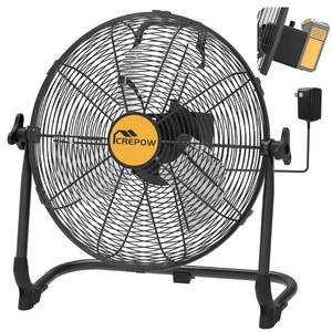 CREPOW 20V Max 배터리용 30 5cm 12인치 배터리 작동 플로어 팬, AC 어댑터가 있는 휴대용 팬, USB 및 타입 C 출력, 야외 작업 현장 차고 캠핑용 가변 속도 무선 플로어 팬 배터리 없음