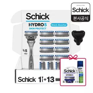 쉬크 하이드로5 5중날 면도기 면도칼 스킨 프로텍트 핸들1+날13+커버1 기획팩+증정베이직날 2입x2개+라임폼