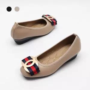 페조 여성 버클 리본 스퀘어 펌프스 웨지힐 구두 3cm PZSL-KC-8611-5