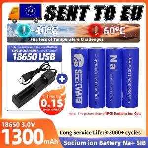 충전기 포함 나트륨 이온 셀 1300mAh 18650 3V 배터리 SIB 장난감 도구 UAV 드론 전원 에너지 공급용