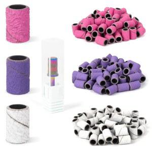 라빈다 샌딩 밴드 네일 드릴 비트 300Pcs 그릿 전기 파일 샌더스 전문가용 세트 #80#150#240 얼룩말 그라인더 컬러풀 3/32