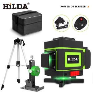 HILDA-그린라인 레이저 레벨기, 3D 셀프 머신 12 라인 360 도 회전 수평 및 빔