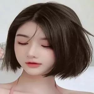 여성용 통가발 단발 내추럴블랙 짧은 네트 카드 인모 헤어 여성가발 포함 자연스러운 여자가발