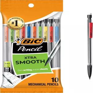 지우개가 있는 BIC 엑스트라 스무스 샤프 중간 지점(0.7mm) 10개 팩 학교 또는 사무용품용 벌크 샤프펜슬