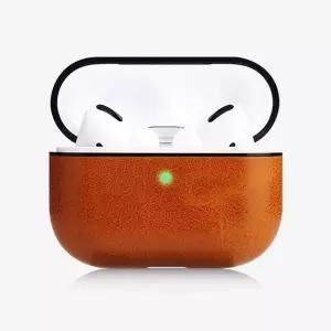 에어팟프로 케이스 가죽 브라운 홀더 무선 미끄럼 인조 충격 오염 휴대 LED