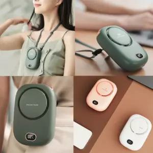 저소음 3단 조절 강풍 LED 목걸이 선풍기 날개없어 안전한 휴대용 접이식  탁상용 충전식 어린이날 선물