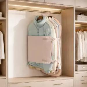 옷걸이형 압축커버 맨손압축 지퍼형 롱코트 이불 바지 패딩 압축팩 아우터 파우치 겨울옷 정리 패딩