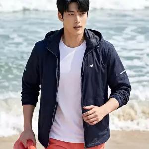 미스트랄 솔리드 스판 바람막이 자켓 662562 네이비 후드 집업