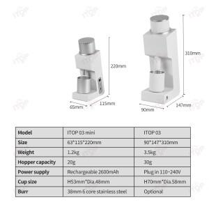 ITOP 03 미니 커피 그라인더 유형 C 충전식 휴대용 38mm 6코어 스테인레스 스틸 버