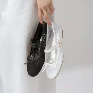 SOVO 코티크 메쉬 메리제인 플랫슈즈 1cm