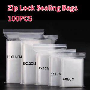 100PCS 작은 지퍼 씰링 가방 Reclo 투명 비닐 봉투 진공 보관 지 플락 우편