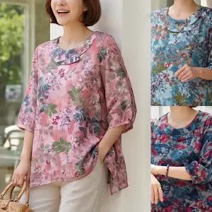 [엄마옷 로즈맘] 청연나염풍기인견블라우스