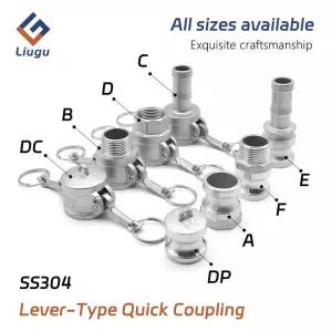 304 스테인리스 스틸 레버형 캠락 퀵 커플링 남성 여성형 ABCDEF 1/2-1인치 BSP 나사형 호스 펌프용