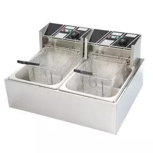 전기 튀김기 탁상형 2구 스테인리스 프라이어 감자튀김 미니 기계