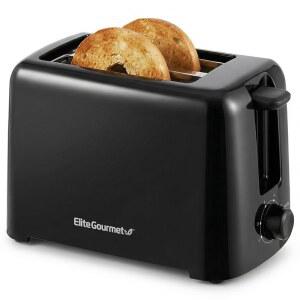 엘리트 고메 2-슬라이스 쿨 터치 토스터 u2013 6 브라우닝 레벨, 베이글 및 두꺼운 빵을 위한 엑스트라 와이드 1.25 u201D 슬롯, 취소 기능, 컴팩트, ETL 인증, 블랙