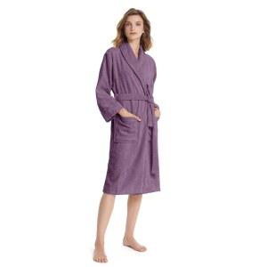 시오로 여성 코튼 테리 천 로브 숄 칼라가 있는 부드러운 후리스 스파 목욕 가운 수영장 헬스장 여행용 타월 나이트그로운