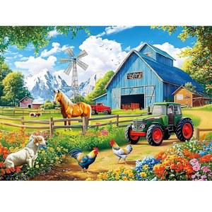 300개 퍼즐 농장 동물 시니어용 대형 재미있는 말 직소 8~10세 도전적인 가족 게임 여행 파티 선물 20.5 x 15인치