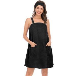 포켓과 페이셜 헤어밴드로 벨크로 잠금 조절이 가능한 루베후 로브 여성 타월 랩 목욕 가운