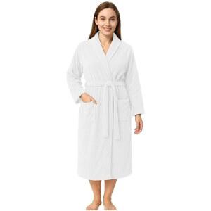 리버사이드 프리미엄 여성 남성 100% 면 테리 목욕 가운 - 숄 칼라 아즈텍 벨트 포켓이 있는 부드러운 수건 로브