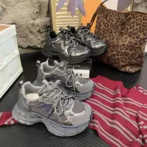 여성용 가을 통기성 초경량 통굽 러닝화 가죽 메쉬 플랫폼 OP3