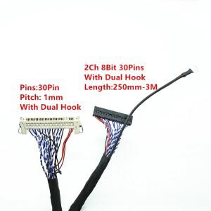후크 LVDS 케이블 FIX-30P-D8 FIX 30 핀  D8 더블 2ch  8bit  1.0mm 피치  17-21 인치 LCD 디스플레이 패널