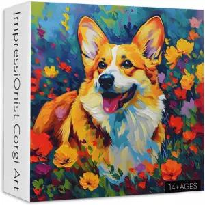 귀여운 강아지 퍼즐 1000피스 이상 코기 꽃 아트 월 장식으로 재미있는 동물