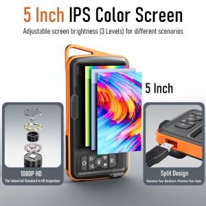 5인치 스크린 내시경 자동차 검사 보어스코프 방수 USB 프로브 비디오 카메라 싱글 듀얼 트리플 초점 렌즈