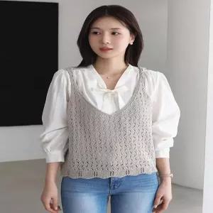 [WPBG]물결 짜임 레이어드 뷔스티에 조끼_5color