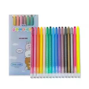 [문구/오피스] 1세트  색연필 6000 아이비스 16색 슬라이더 블루 CR