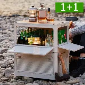 [OMT]1+1 캠핑 폴딩박스 테이블 접이식 4면 오픈형 수납박스 34L 46L 54L