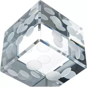Vskikris 2인치 유리 주사위 종이 무게 3D 각인 투명 크리스탈 큐브 데스크탑 장식 수집 가능한 홈 300g