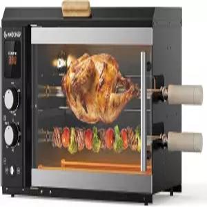 AMZCHEF 전기 로티세리 그릴 2-in-1 쿠킹 모드 포함 360 자동 회전 가열 듀얼 꼬치 랙 가정용 레스토랑