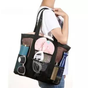 빅사이즈 다용도 비치백 대형 바캉스 해변 가방 수영장 메쉬 물놀이 장바구니 망사가방