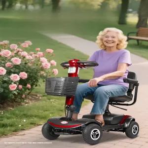 시니어 전동휠체어 4륜 리튬 폴딩 노인 장애인 안전 전동스쿠터 배터리